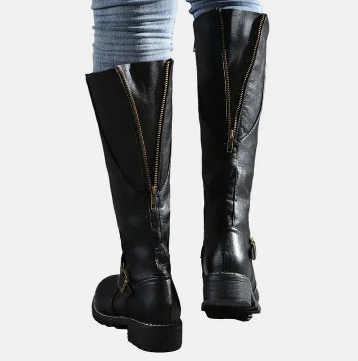 Slim Black Knee High Boots for Women in Brown 6