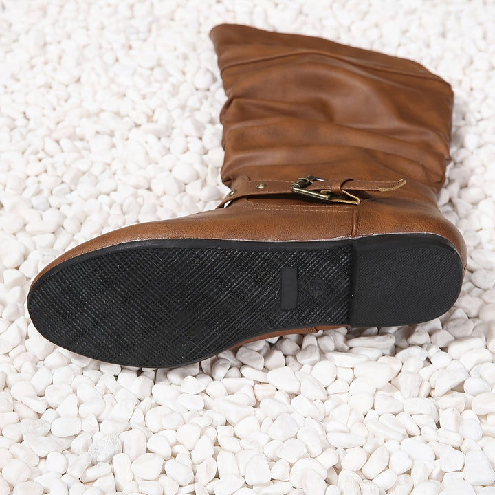 Slouchy Buckle Knee High Boots for Women (6)