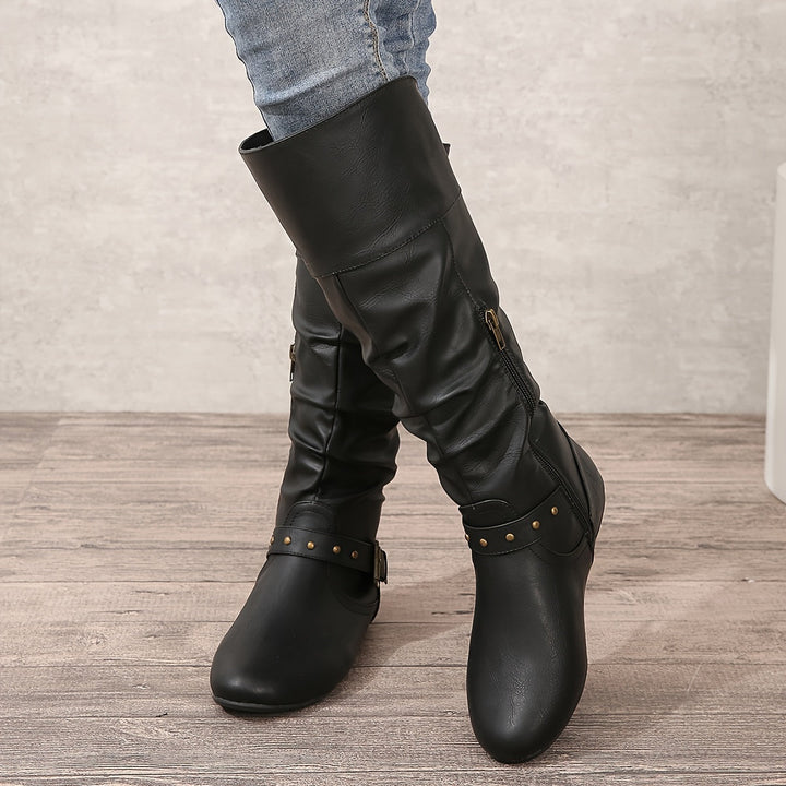 Slouchy Buckle Knee High Boots for Women (9)