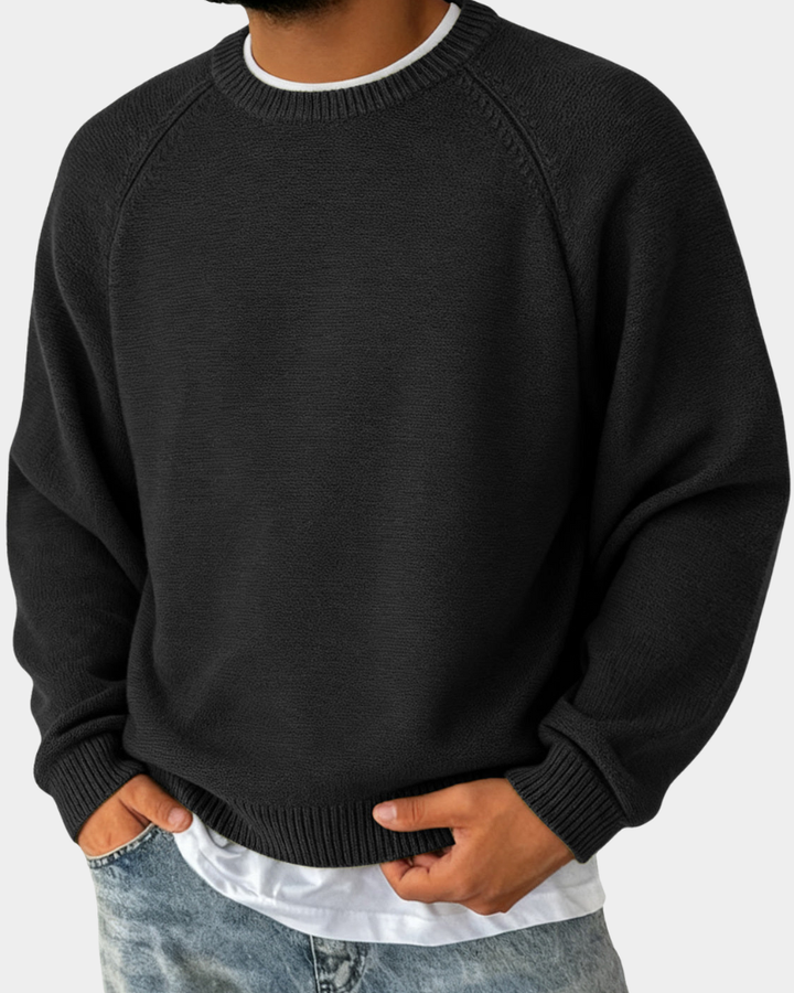 Soft Men's Christmas Jumper Crew-Neck in Black