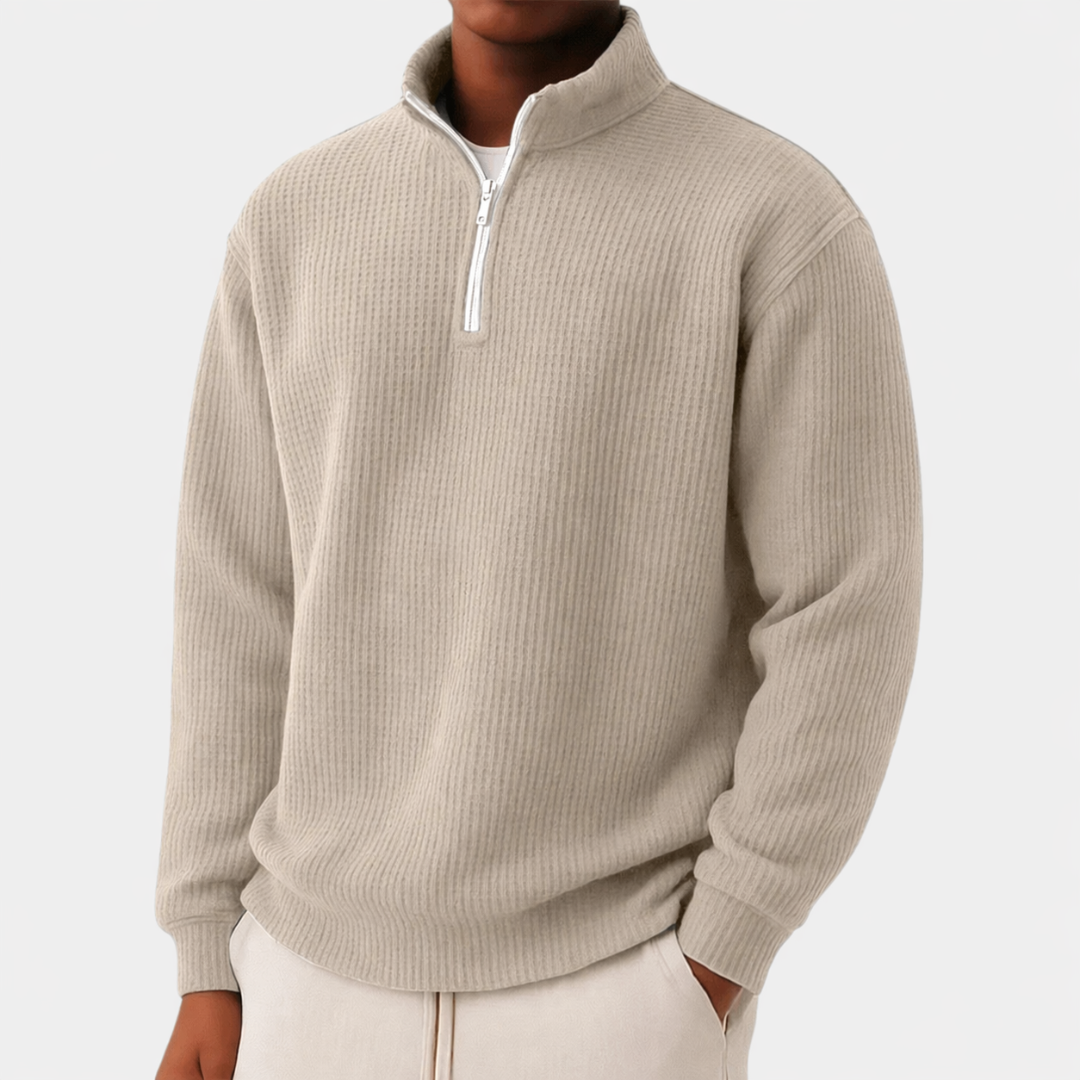 Streamlined Mens Jumper for Casual Comfort in Beige