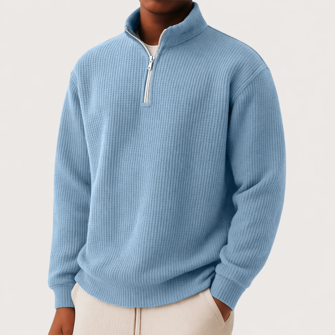 Streamlined Mens Jumper for Casual Comfort in Light Blue