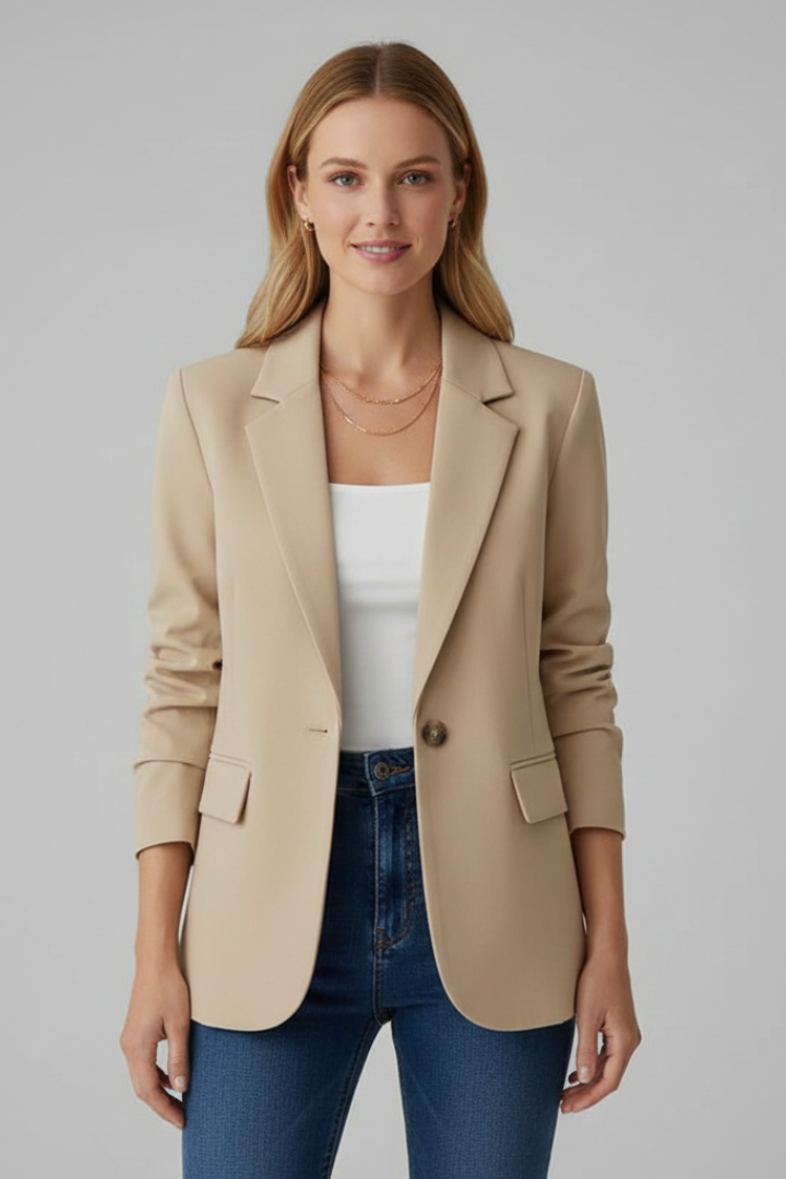 Structured Women's Winter Coat Blazer in Beige