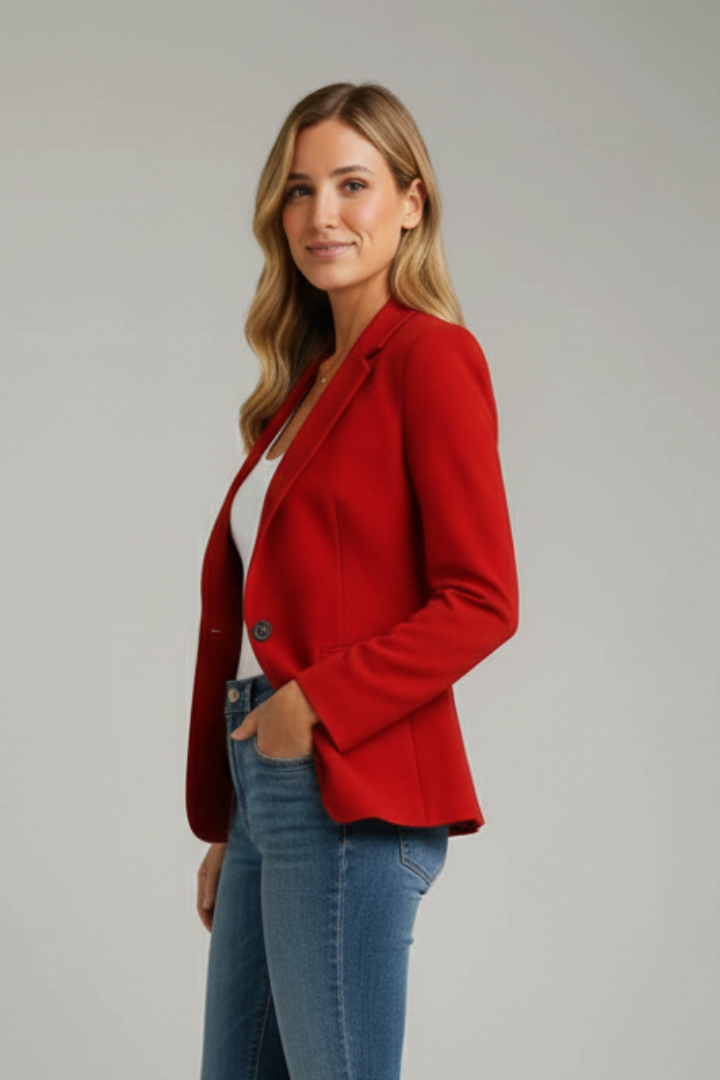 Structured Women's Winter Coat Blazer in Red