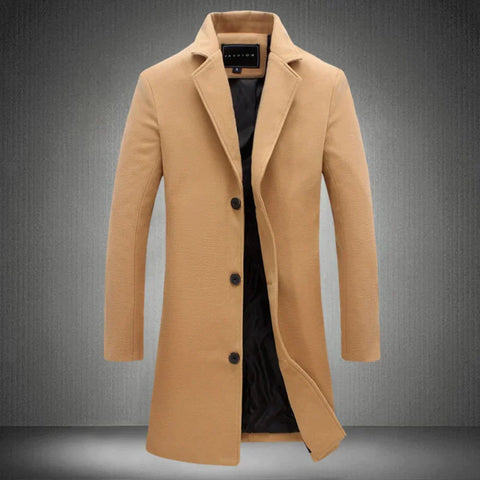 Tailored Men's Winter Jacket for Formal Occasions in Khaki