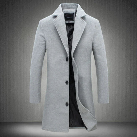 Tailored Men's Winter Jacket for Formal Occasions in Light Grey