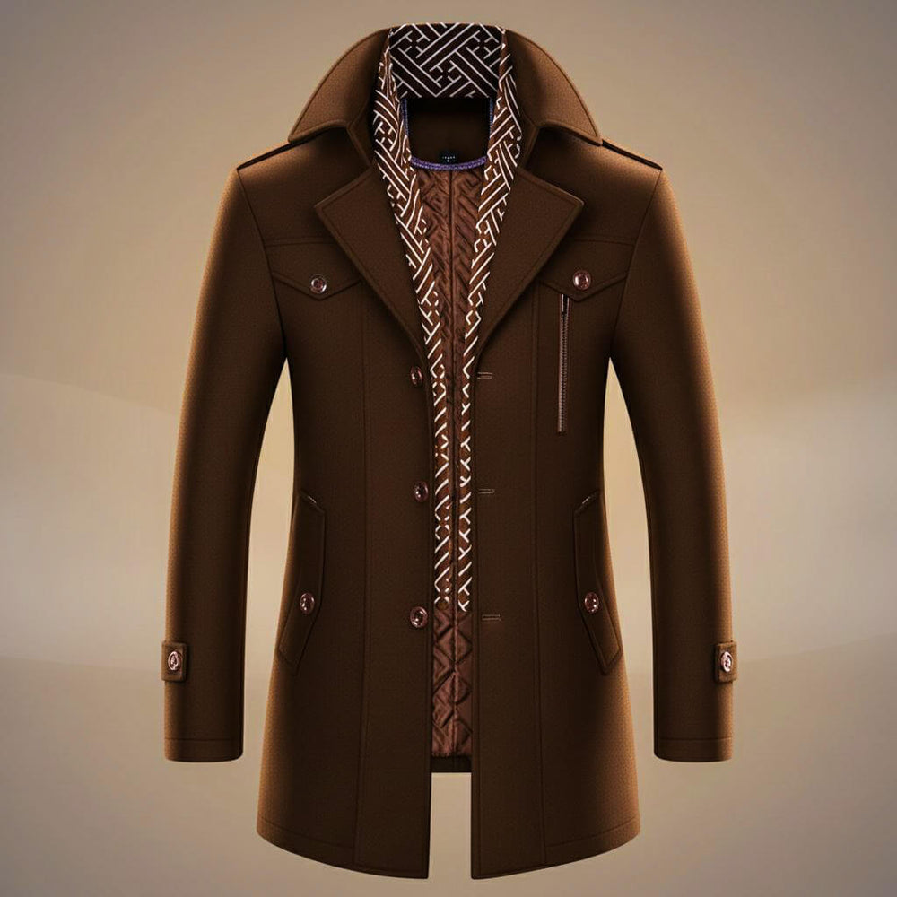 Tailored Women's Trench Coat in Wool in Cocoa Brown