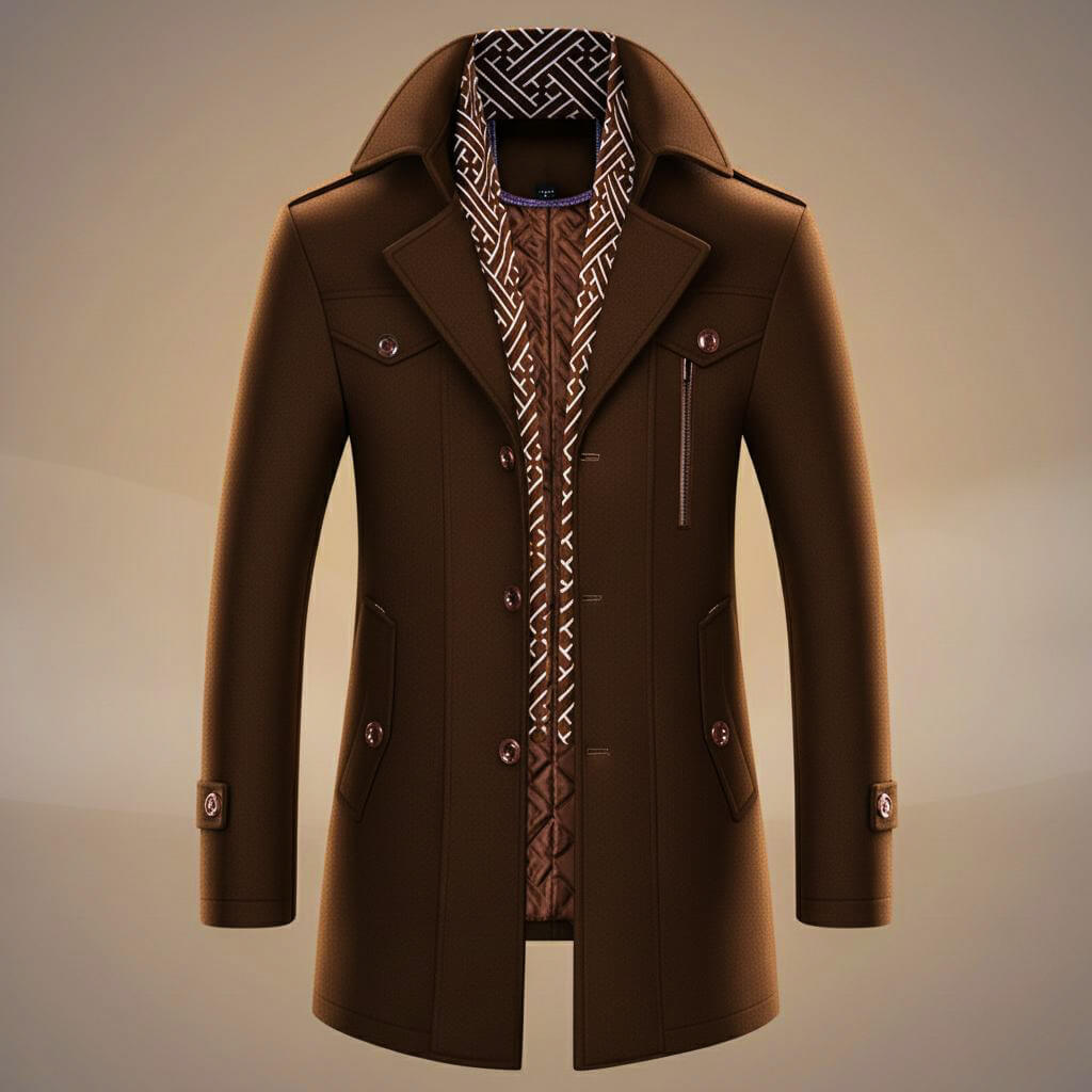Tailored Women's Trench Coat in Wool in Cocoa Brown