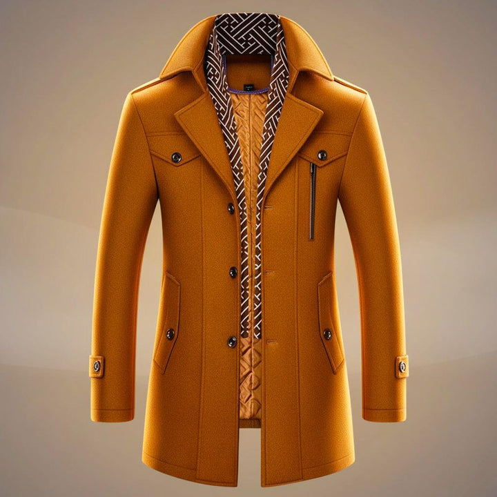 Tailored Women's Trench Coat in Wool in Cognac Brown