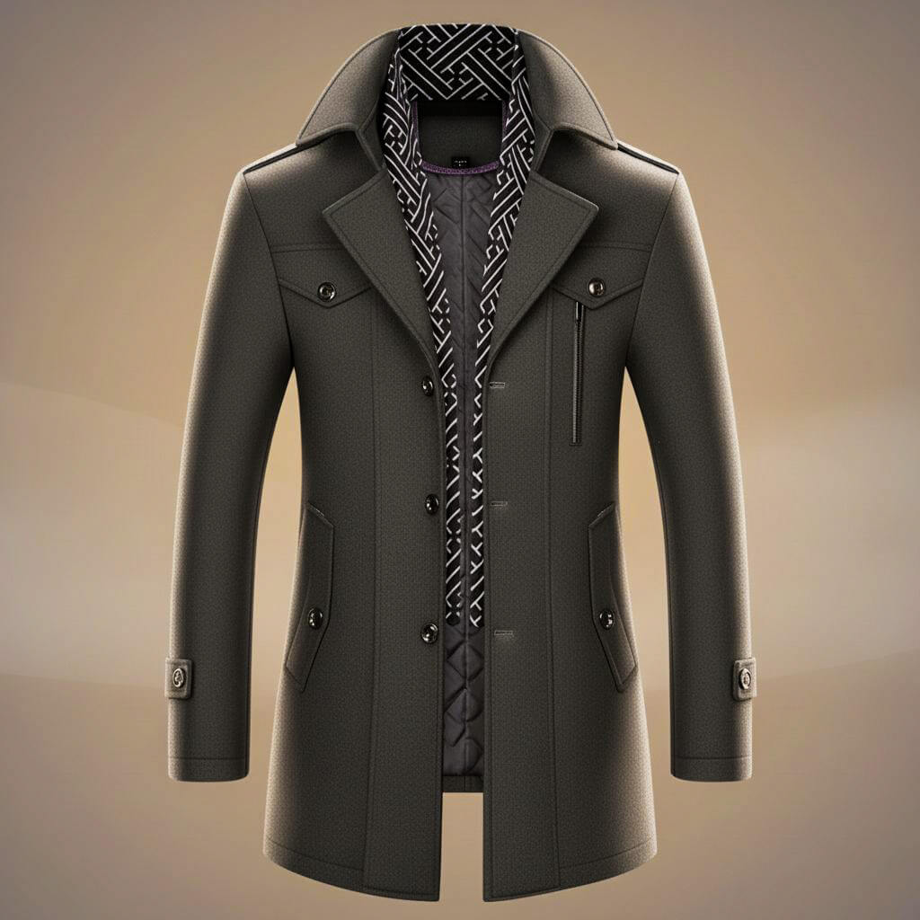 Tailored Women's Trench Coat in Wool in Graphite Gray