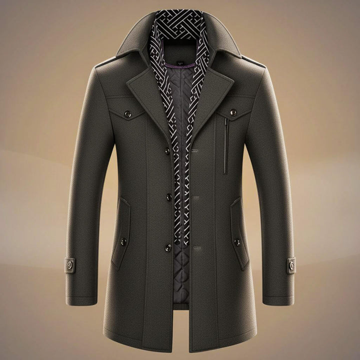 Tailored Women's Trench Coat in Wool in Graphite Gray