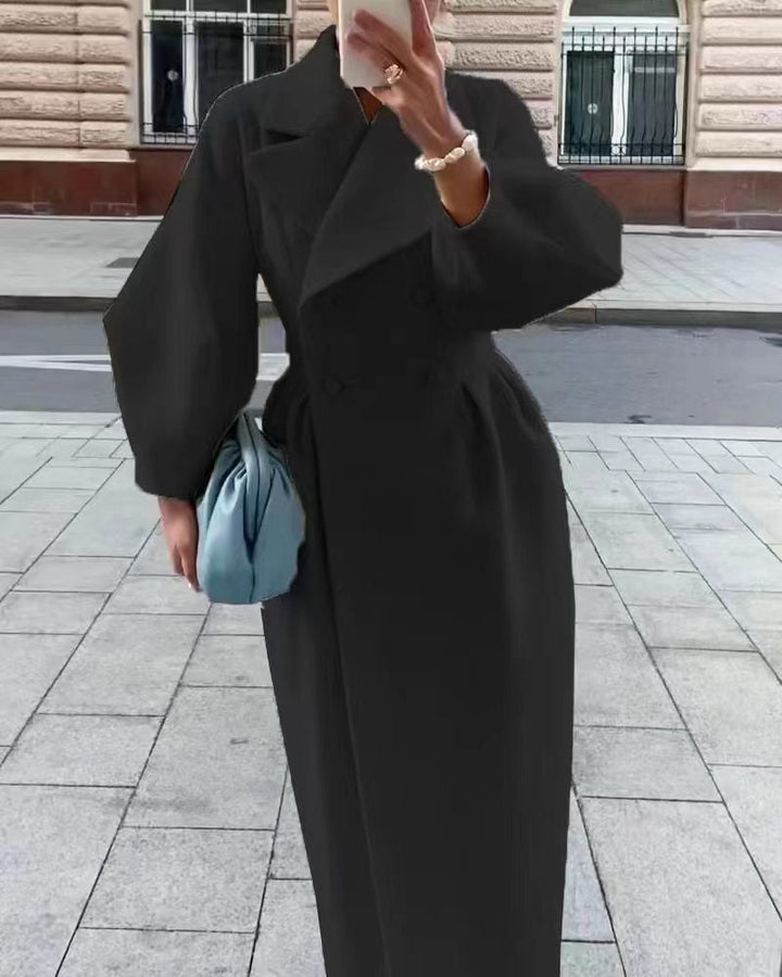 Tailored Wool Trench Coat Women for Winter in Black