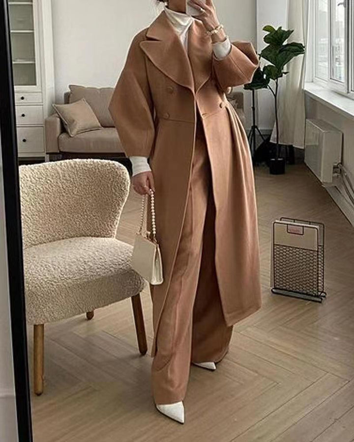 Tailored Wool Trench Coat Women for Winter in Brown
