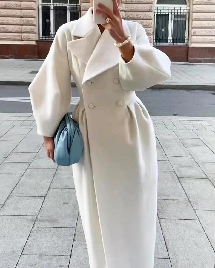 Tailored Wool Trench Coat Women for Winter in White