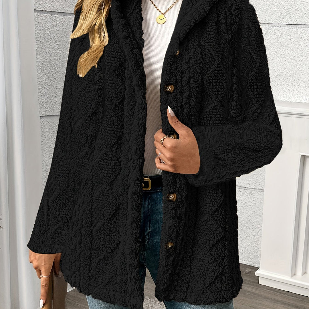 Textured Women's Jacket for Cool Autumn Days in Black
