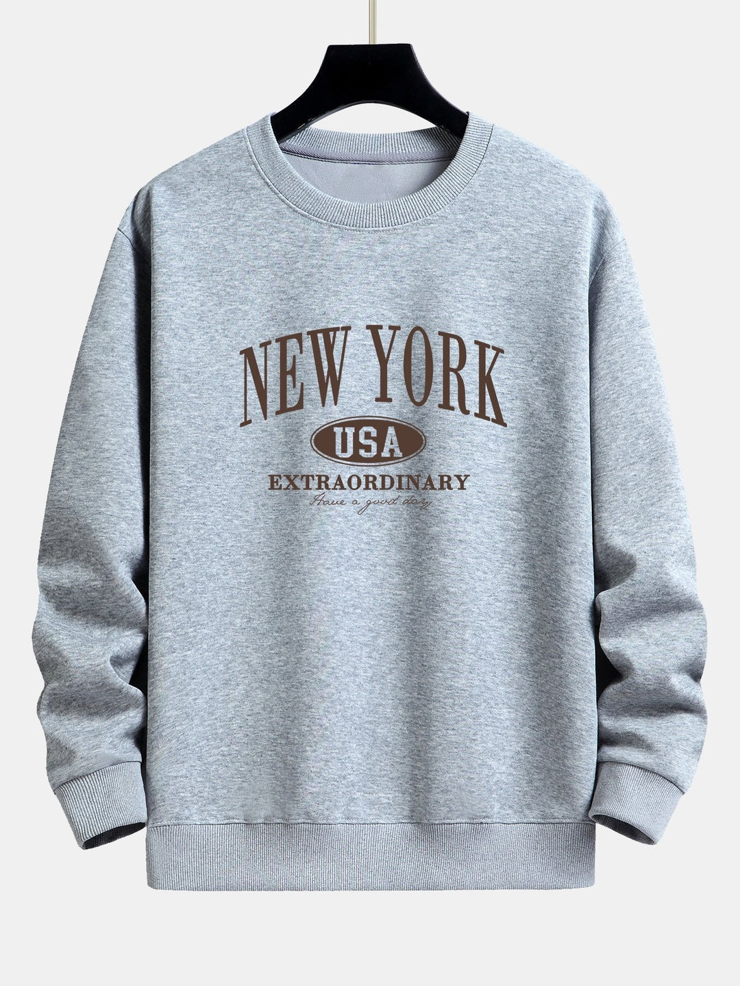 Vintage New York Graphic Cotton Jumper in Grey