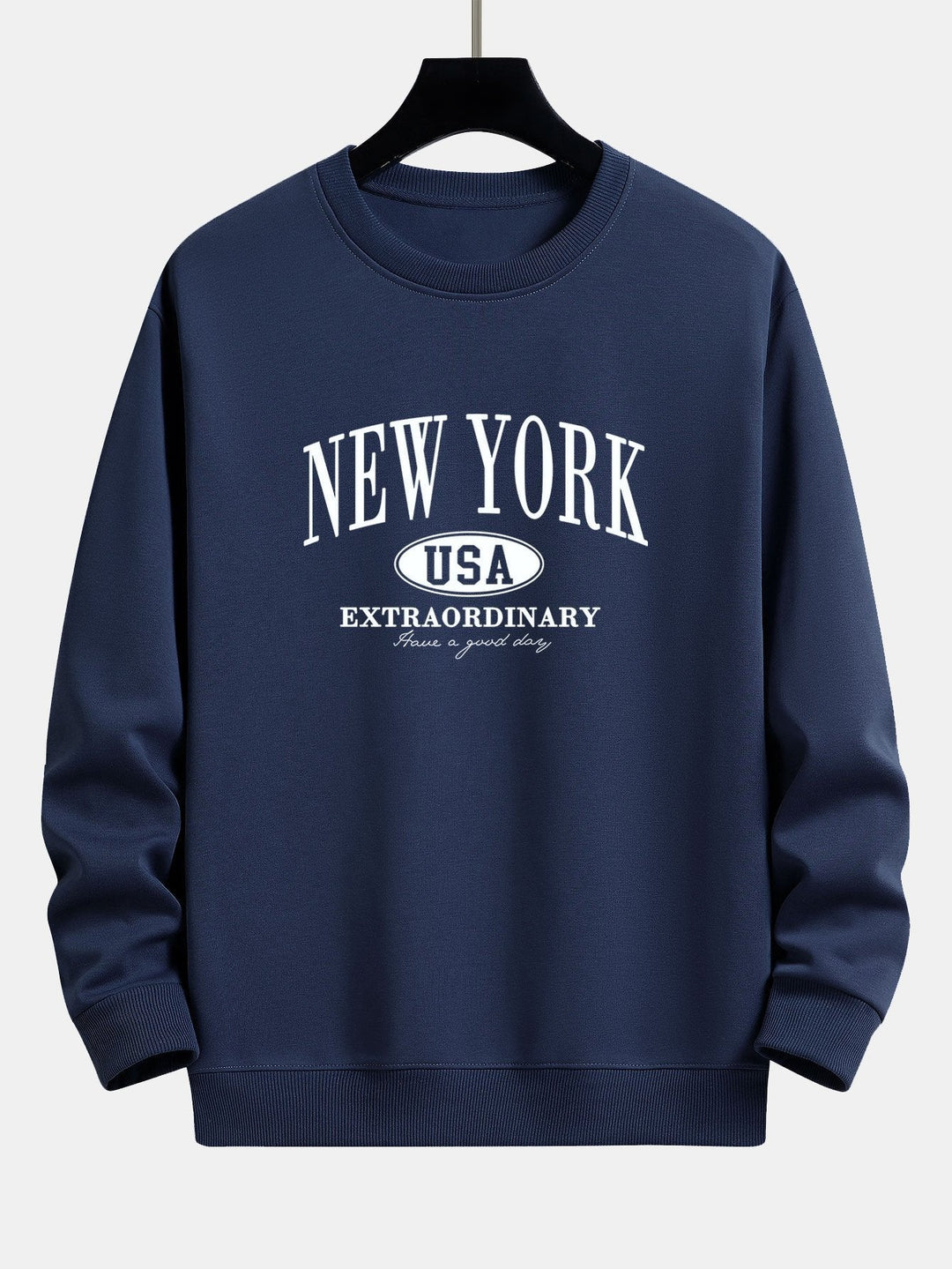 Vintage New York Graphic Cotton Jumper in Navy