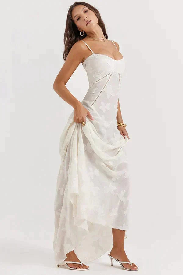 Weißes trendiges Maxi-Sommerkleid Wedding guest w kolorze Biały 2