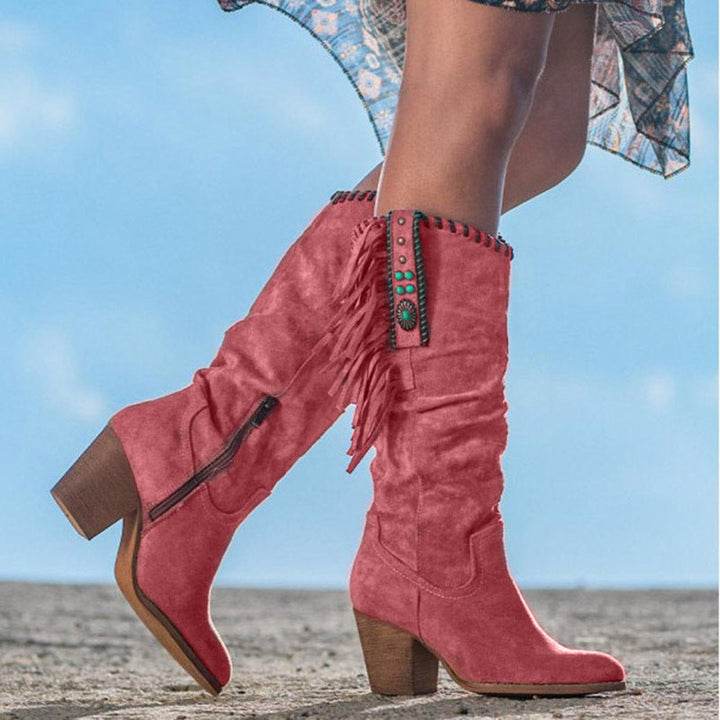 Western Women's Boots for Autumn in Red