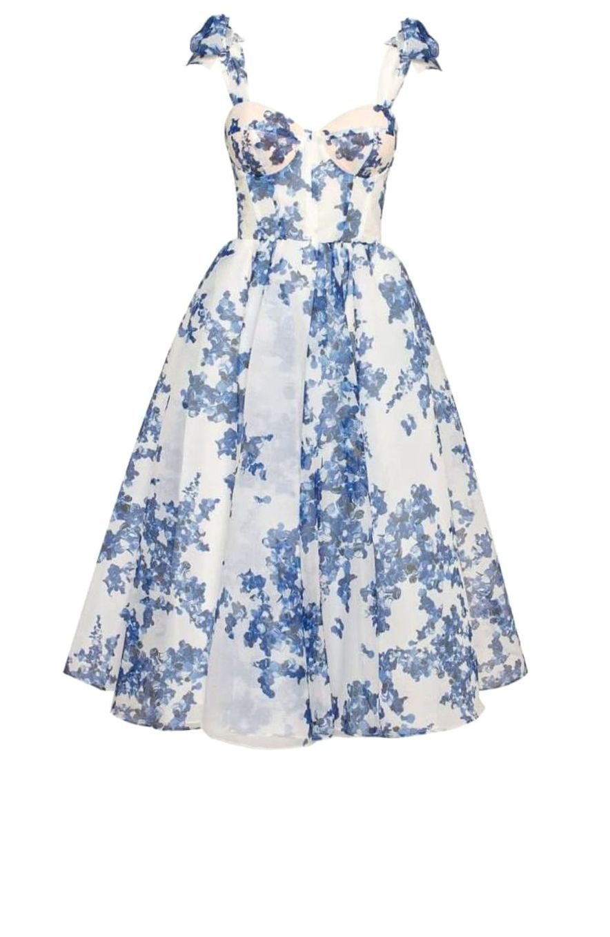 Women's A-Line Midi Corset Wedding Guest Dress (5)