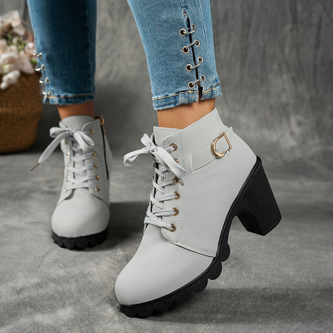Women's Ankle Boots, Convenient Zip & Block Heel (10)