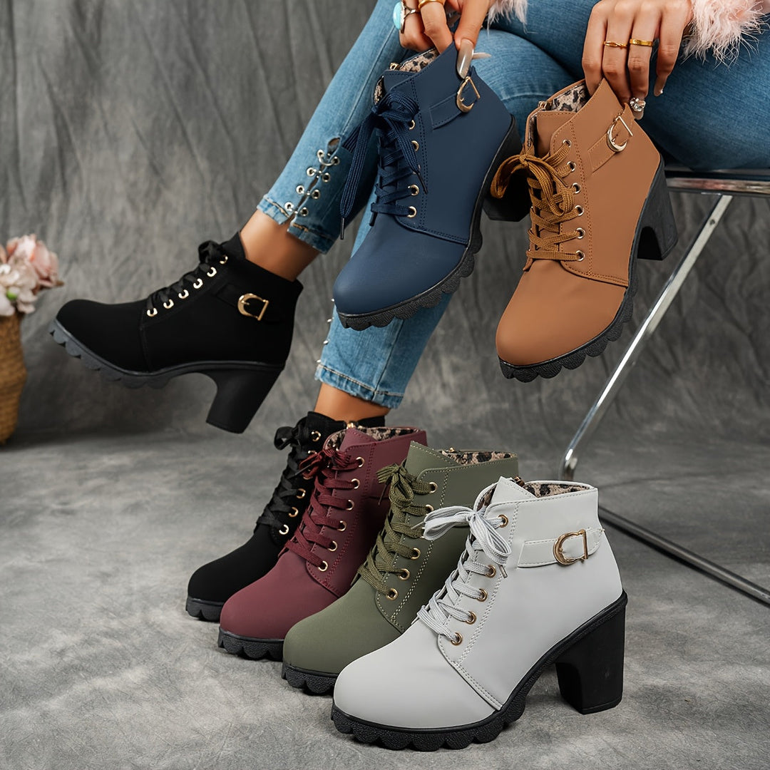 Women's Ankle Boots, Convenient Zip & Block Heel (12)