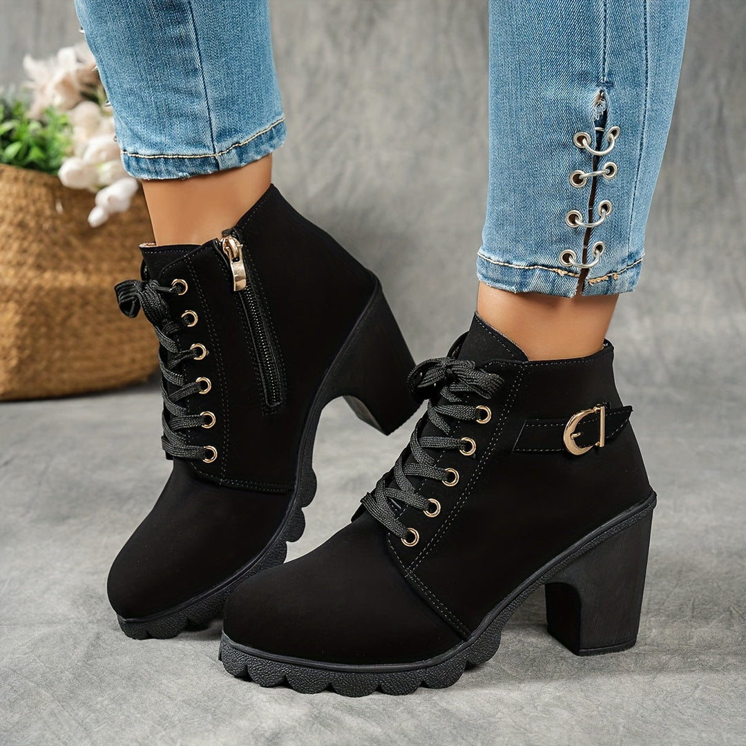 Women's Ankle Boots, Convenient Zip & Block Heel (3)