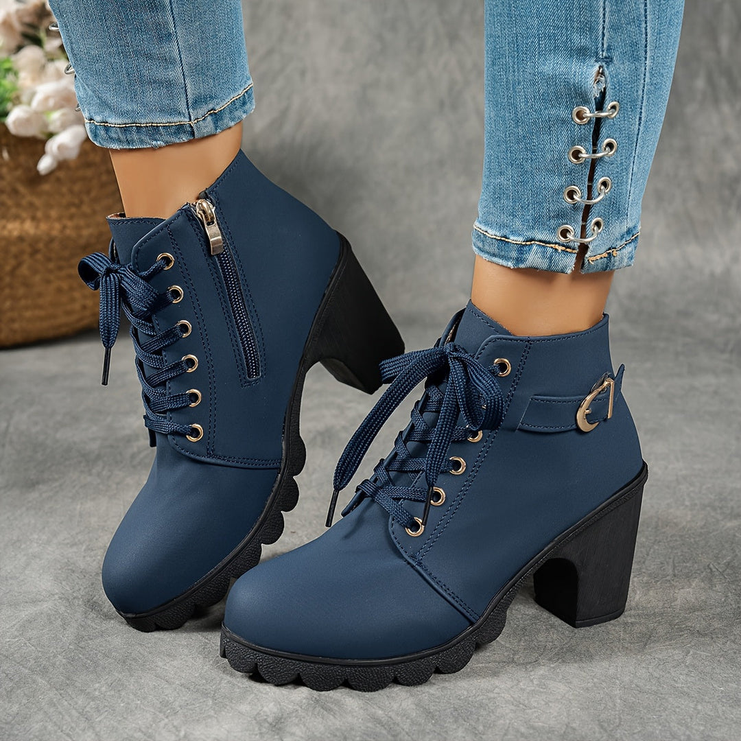 Women's Ankle Boots, Convenient Zip & Block Heel (5)