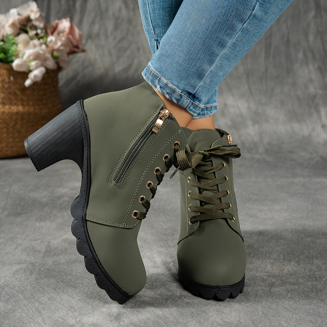 Women's Ankle Boots, Convenient Zip & Block Heel (8)