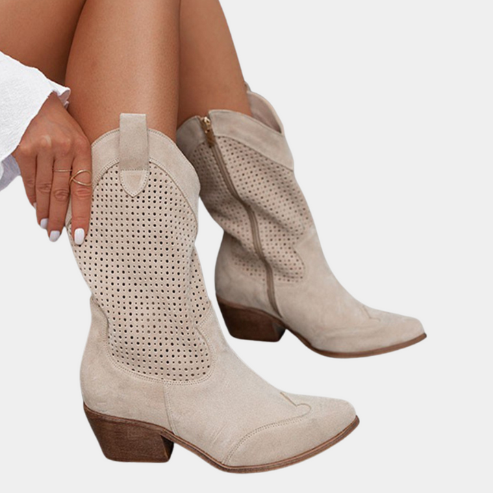 Women's Ankle Boots Western Style in Faux Suede (6)