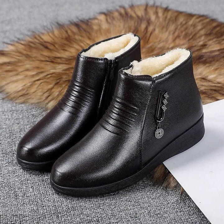 Women's Ankle Boots with Easy Side Zip in Brown