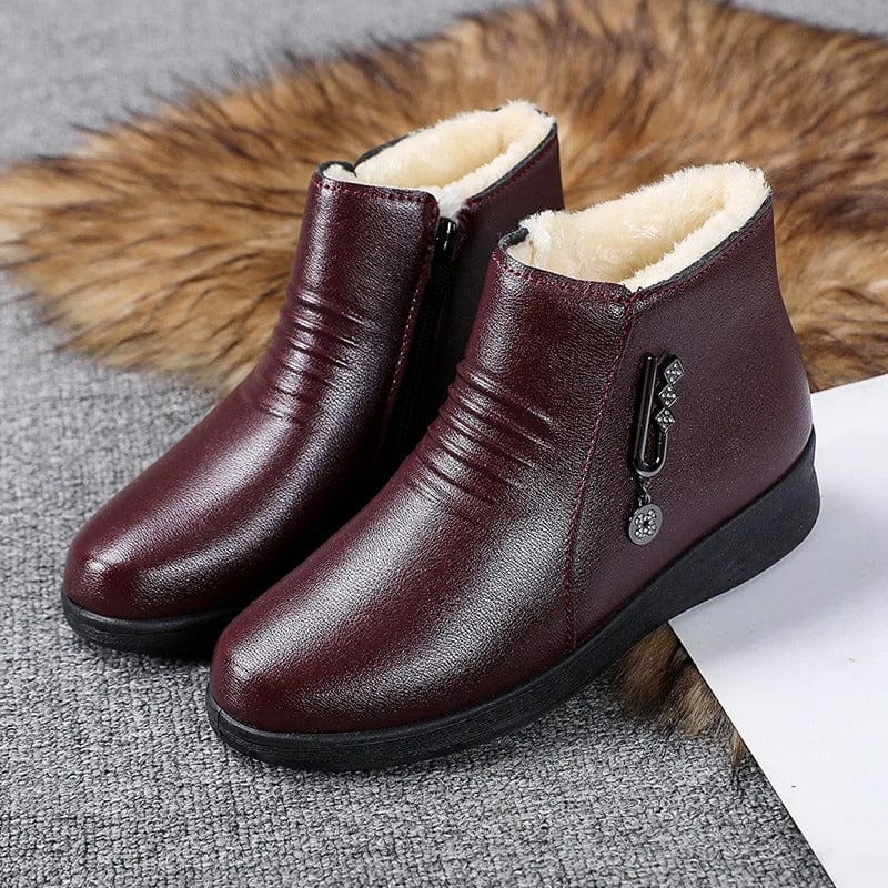 Women's Ankle Boots with Easy Side Zip in Red