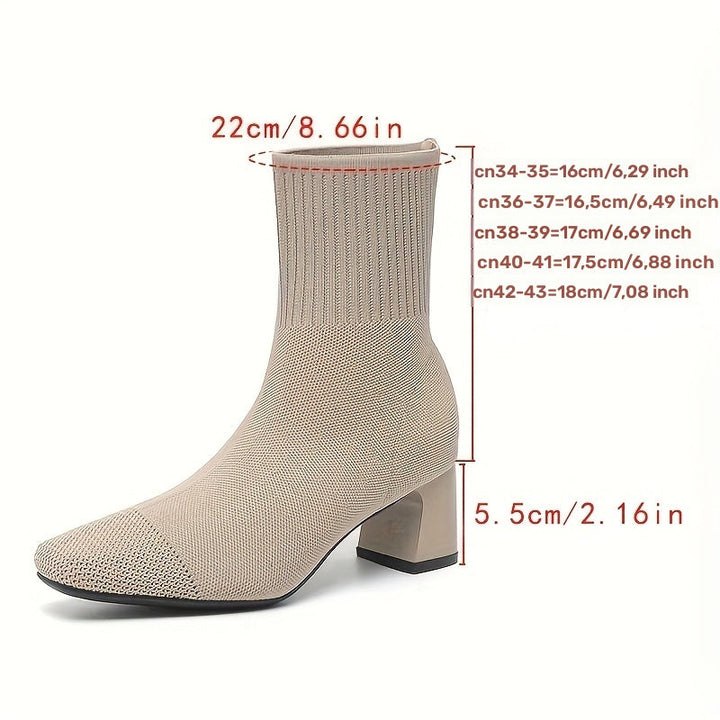 Women's Ankle Boots with Knit & Block Heel (15)
