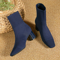 Lottie | Women's Ankle Boots with Knit & Block Heel