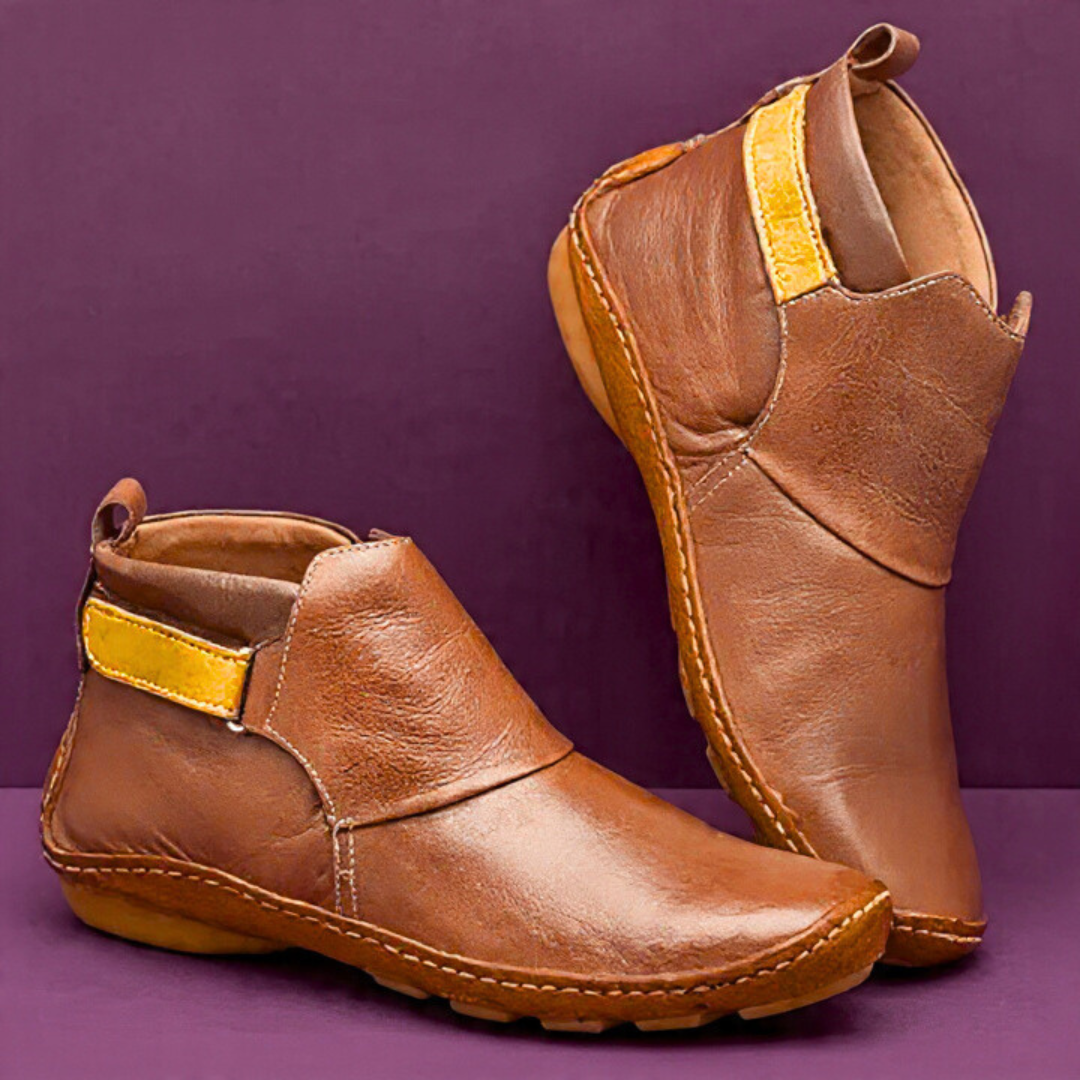 Women's Ankle Boots with Vintage Flair in Brown