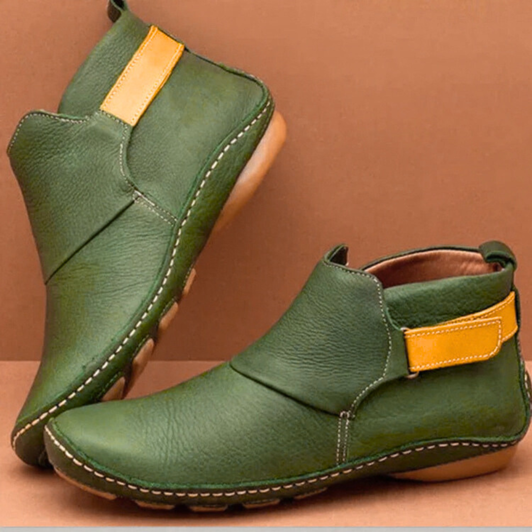 Women's Ankle Boots with Vintage Flair in Green