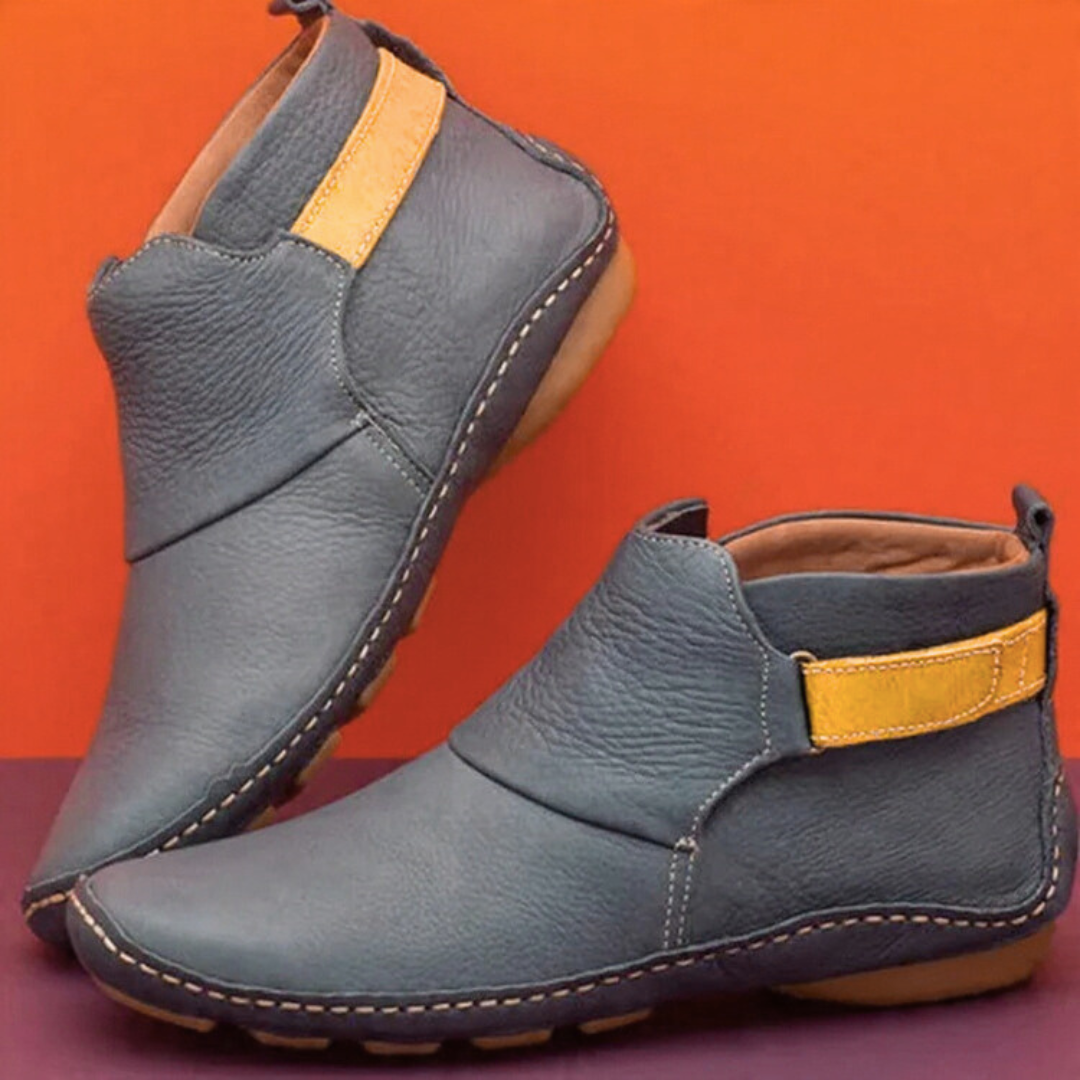 Women's Ankle Boots with Vintage Flair in Grey