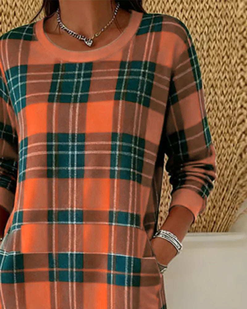Women's Autumn Knitted Dress in Plaid (5)