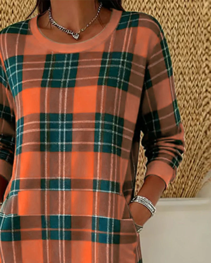 Women's Autumn Knitted Dress in Plaid (5)