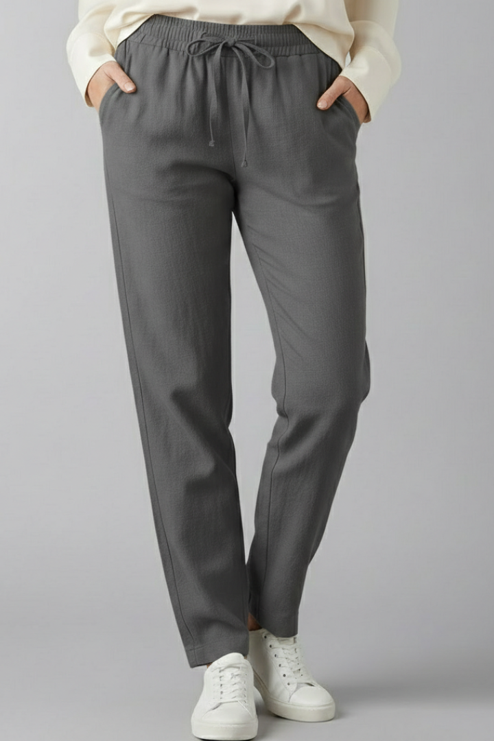 Women's Baggy Jeans Ankle Trousers with Pockets in Grey