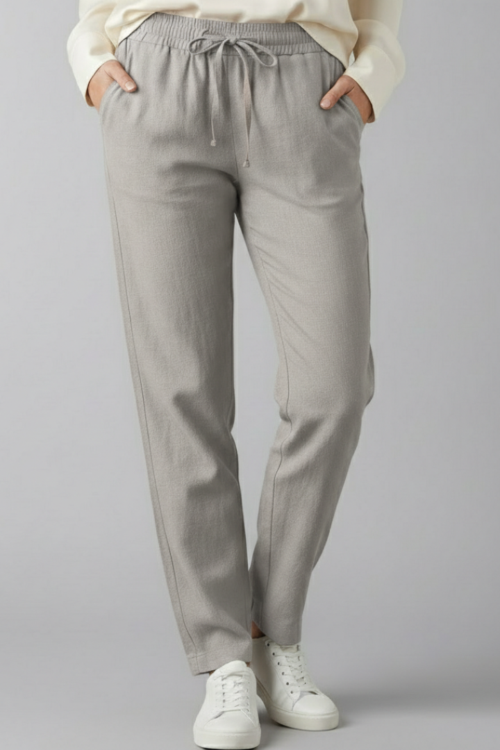 Women's Baggy Jeans Ankle Trousers with Pockets in Silver-coloured