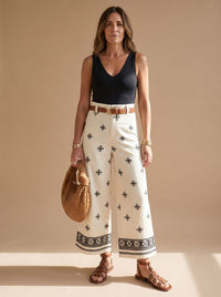 Imogen | Women's Baggy Jeans-Style Embroidered High-Waist Trousers