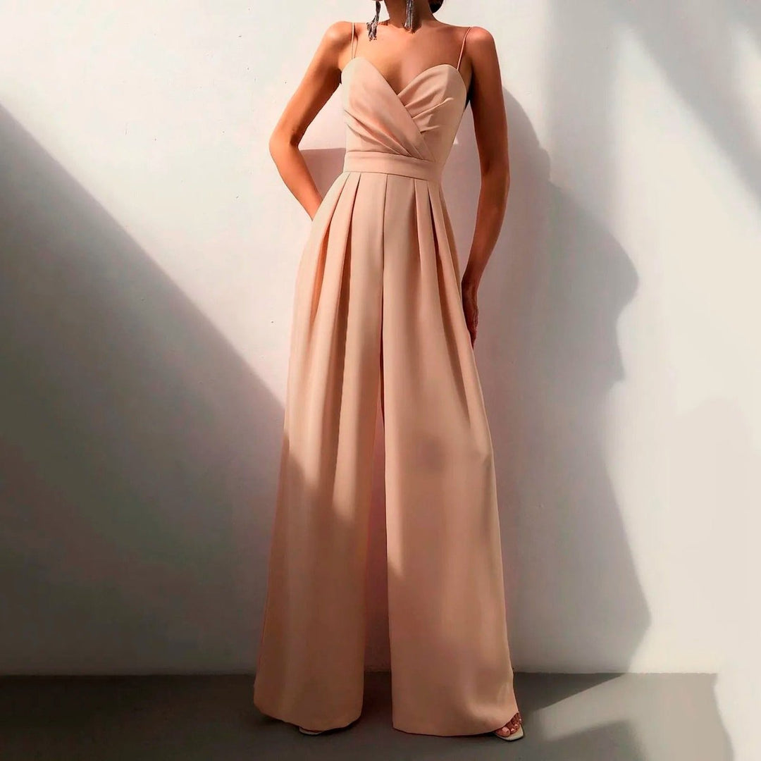 Women's Baggy Jeans-Style Wide-Leg Palazzo Jumpsuit in Orange