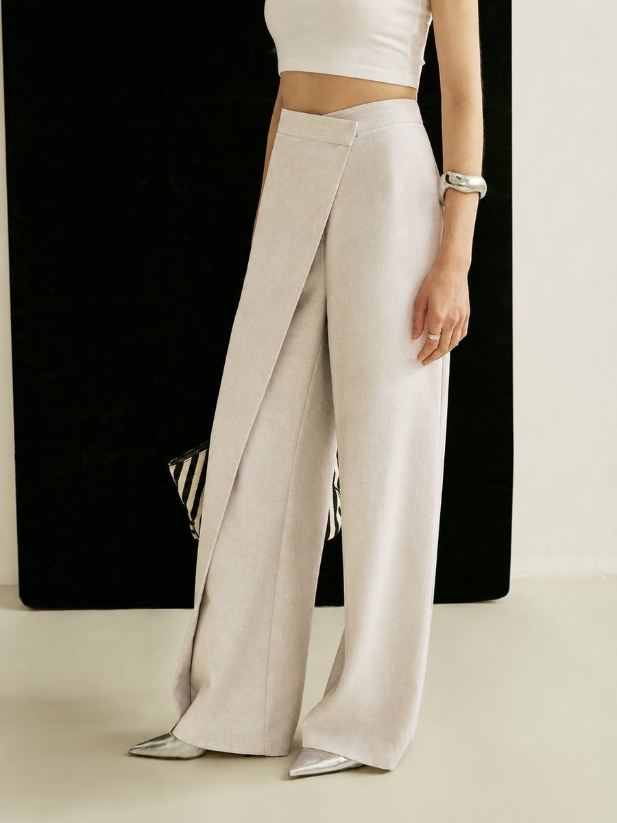 Women's Baggy Jeans with Wide-Leg Asymmetric Wrap (4)