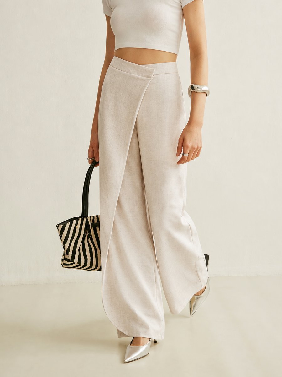 Women's Baggy Jeans with Wide-Leg Asymmetric Wrap (5)