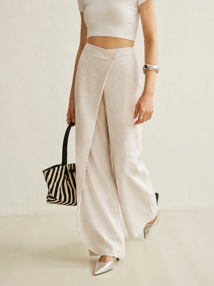 Women's Baggy Jeans with Wide-Leg Asymmetric Wrap (5)