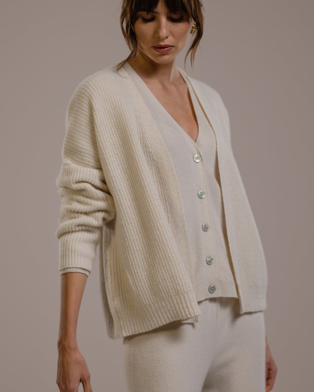 Women's Beige Jumper Dress in Wool Blend in Beige