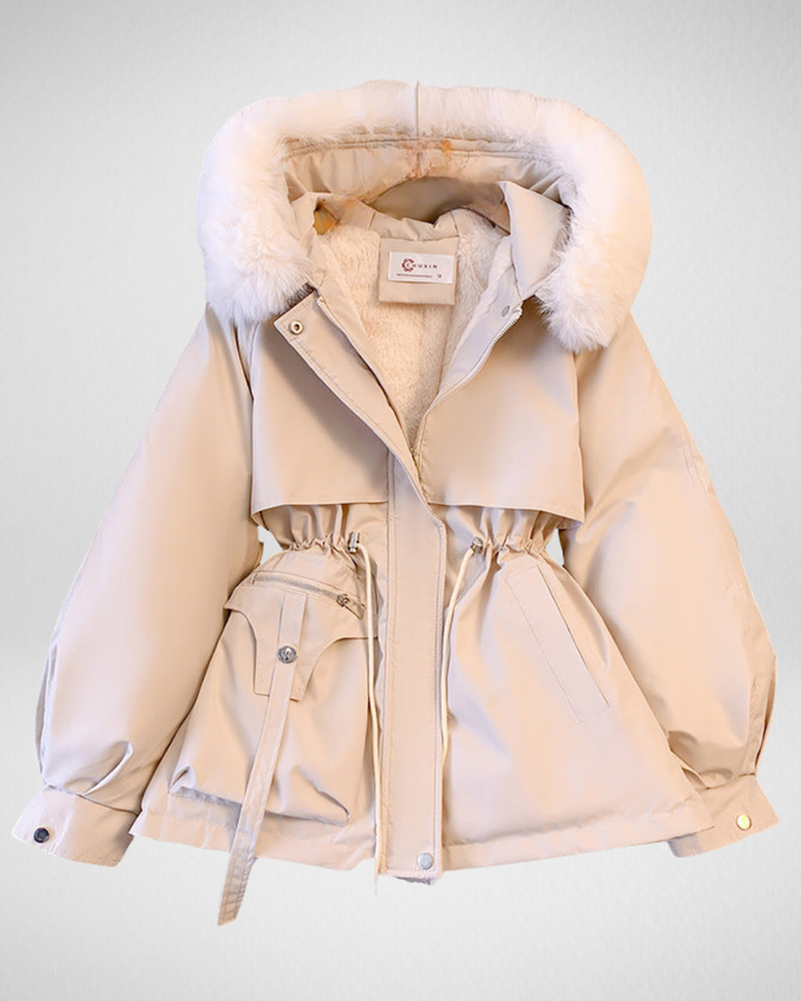 Women's Belted Winter Trench Coat in Beige