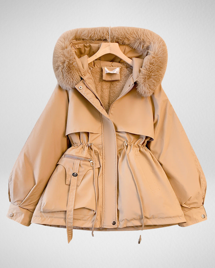 Women's Belted Winter Trench Coat in Khaki