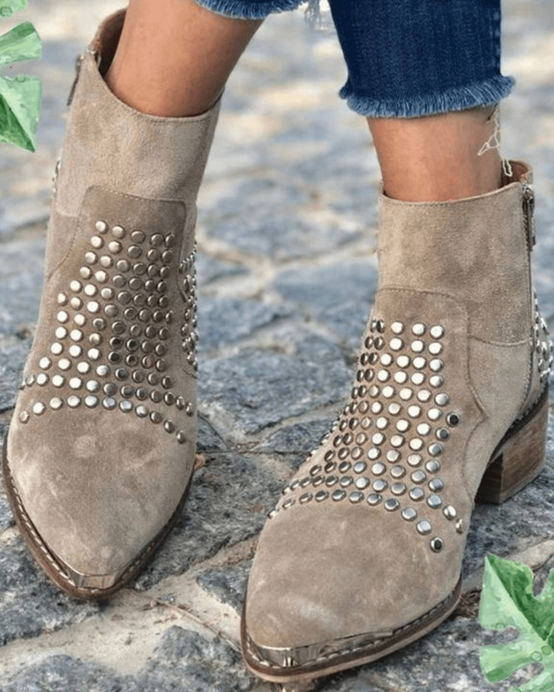 Women's Black Boots Studded Ankle